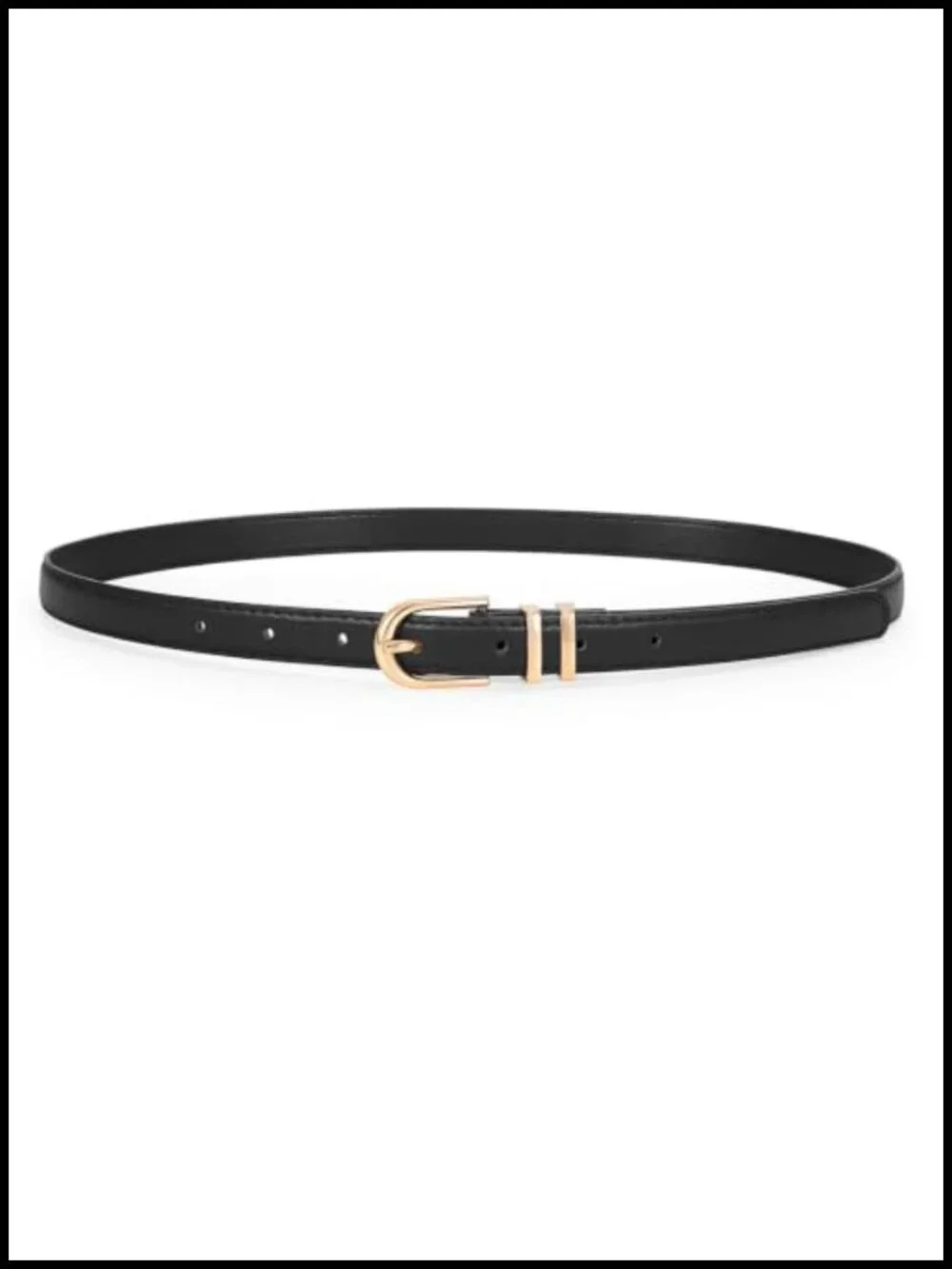 Womens Skinny Faux Leather Belt with Gold Buckle for Jeans Dress Pants